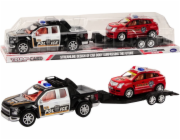 LeanToys policejní sada auto pickup terénní odtahovka přívěs policie