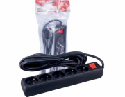 Office Products Prodlužovací kabel , 5 zásuvek, 3 m, s uzemněním a vypínačem, černý