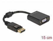 Delock - Video adaptér - DisplayPort (M) s jazýčkem do HD-15 (VGA) (F) šroubovací - DisplayPort 1.2 - 15 cm - pasivní, 1080p podpora 60 Hz - černá