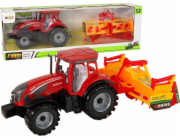 LeanToys Traktor s kultivátorem, třecí pohon, červený