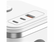 Viking síťový adaptér Y33, 3x 230 V, 1x USB-A, 2x USB-C, tlačítko ON/OFF, bílá