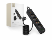 Tech-Protect Prodlužovací kabel PCL4X3, dlouhý, 2 USB a 1 TYPE-C a 4 zásuvky, 200 cm, černý