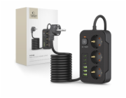Tech-Protect Prodlužovací kabel TECH-PROTECT PC3X6, 3x6 zásuvek, 3x USB, 3x Type-C a 3x 6x 200 cm, černý