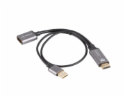 Lanberg Adaptér HDMI(M)-Displayport(F)4K na 20cm kabelu stříbrný