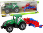 LeanToys Traktor s pluhem, třecím pohonem, červený