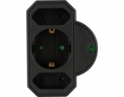 REV Plug Adapter 3-fold  with Surge Protection, black