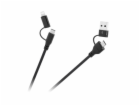 Kabel CABLETECH KPO3943 USB A/C - USB-C/Lightning 1m Black