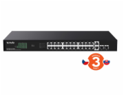 Tenda TEG1128P-24-250W PoE+ Gigabit switch 24x 1Gb/s PoE+ 802.3af/at + 2x SFP + 2x RJ45, 230W, Rack