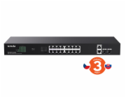 Tenda TEG1120P-16-250W PoE+ Gigabit switch 16x 1Gb/s PoE+ 802.3af/at + 2x SFP + 2x RJ45, 230W, Rack