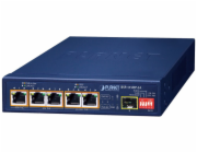 Planet BSP-115HP-5A Hybridní PoE solární switch, 5x 1Gb, 1x SFP, 1x PoE++ 802.3bt, 2x 802.3at, 2x at/pasivní, -20~65°C