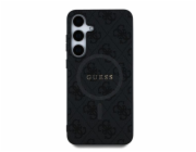 Guess kožené pouzdro MagSafe s barevným kroužkem 4G pro Samsung Galaxy S25 Plus, černé