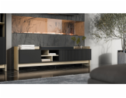 Cama RTV PORTO 3D skříňka 190x38x50 dub/černá
