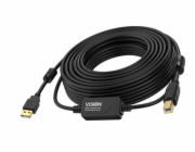 Vision - Kabel USB - USB (M) do USB typ B (M) - USB 2.0 - 10 m - aktivní inline booster - černá