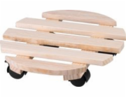 Podstavec Strend Pro, 30x7 cm, pod kvetináč, na kolieskach, posuvný, stojan, max. 50 kg, drevo, okrú