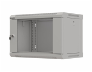 Lanberg 19" 6U 540x350 šedá závěsná racková skříň se skleněnými dvířky (ploché balení)