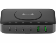 4chytrá nabíjecí stanice 7v1 100W s bezdrátovým nabíjením Černo-šedá 540571