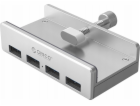 Orico 4portový USB-A 3.0 HUB s montáží na svorku - stříbrný