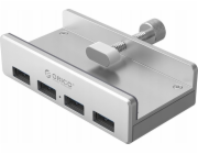 Orico 4portový USB-A 3.0 HUB s montáží na svorku - stříbrný