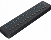 16portový HUB s přepínačem USB-A 3.0 - černý