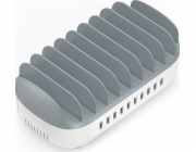 Chytrá 10portová USB nabíjecí stanice – bílá