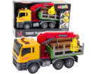 LeanToys Jeřábový vůz na dřevo, světla, zvuky žluté 1:14