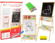 LeanToys Dřevěná magnetická tabule 2v1 s křídou + počítadlo, násobilka abecedy