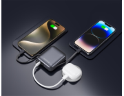 Swissten Power bank 10000 mAh s integrovanými kabely - USB-C, A, Lightning / šedá