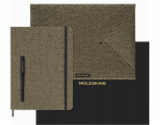 Moleskine Shine sběratelská sada, aktovka + plnicí pero Kaweco + linkovaný zápisník, metalicky zlatá