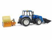 Bruder Traktor New Holland T5.120 s čelním nakladačem, korbou, vidlemi a kulatým balíkem