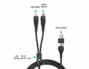 CONNECT IT Nabíjecí kabel Wirez 4v1, USB-C/USB, Lightning/USB-C, 1.25m, černá
