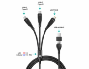 CONNECT IT Nabíjecí kabel Wirez 6v1, USB-C/USB, Lightning + 2x USB-C, 1.25m, černá