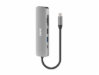 PORT CONNECT USB-C 1× 4K dokovací stanice, 6v1, stříbrná