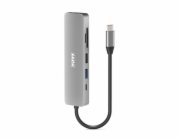 PORT CONNECT USB-C 1× 4K dokovací stanice, 6v1, stříbrná