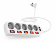 Kabel CONNECT IT prodlužovací přívod 230V 2m, 5 zásuvek s vypínači, bílý