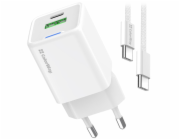 COLORWAY 1x USB-C/ síťová nabíječka/ GaN/ PD/ PPS/ QC/ 35W/ Včetně 100cm kabelu/ Bílá