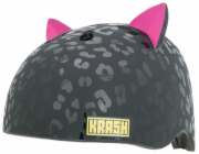 C-PREME Dětská juniorská helma KRASH LEOPARD KITTY BLACK velikost M YOUTH FS 8+ (54-58 cm) (NOVINKA 2025)