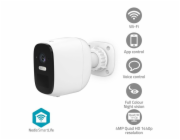 NEDIS IP kamera/ venkovní/ Bullet/ Wi-Fi/ 4Mpix/ IP66/ dobíjecí/ reflektor/ detekce pohybu/ noční vidění 8m/ bílá