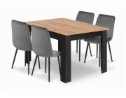 Malys Group Sada stolu NP 120x80 Craft Black + 4 židle LAVA grey