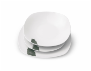 Jídelní sada talířů 18 ks Matte Green Collection bílá-zelená BH-10205