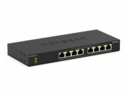 NETGEAR 300 Series GS308LP - Prepínac - základní - nerízený - 8 x 10/100/1000 (PoE+) - desktop, pro pripevnení na zed - PoE+ (60 W)