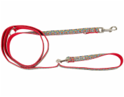 Pets Collection Vodítko pro psa, lidový vzor, nastavitelné, páskové, 25MM/220CM červené
