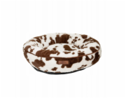 Pets Collection Pelíšek pro psa, tmavě hnědý vzor s kravskými nášivkami, 65*65*18 cm, se zipem