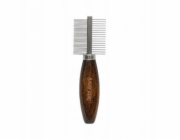 Beta Tools Exkluzivní oboustranný hřeben pro zvířata, s kovovým nástavcem, bukové dřevo, rozměry 3,8x12,6cm
