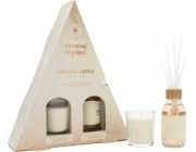 HiSkin Sada vonných difuzérů Glowing Elegance s vonnými tyčinkami Apple a Cinnamon 95ml + vonná svíčka Apple a Cinnamon 120g