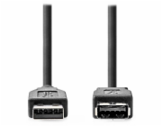 NEDIS prodlužovací kabel USB 3.2 Gen 1/ zástrčka USB-A - zásuvka USB-A/ 5 Gbps/ kulatý/ černý/ bulk/ 2m