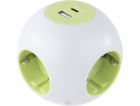 REV PowerGlobe Steckdosenwürfel  4-fach USB weiß-gr.1,4m0...