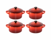Le Creuset Stoneware Set of 4  petite Casseroles 10x5cm cerise