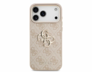 Guess PU Leather 4G Metal Logo Gold Frame kryt iPhone 17 Pro Max ružový