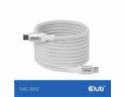 Club3D Kabel magnetický USB-C, 240W PD3.1, 480 Mbps, 2m, bílá