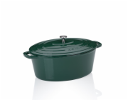 Pekáč litinový s poklicí Calido oválný smaragdově zelená 36x29x15cm 9,3l KL-12903